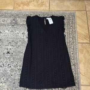 Black Eyelet Sleeveless Top